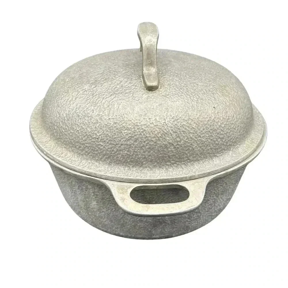 Vintage 1950s Century Silver Seal Hammered Aluminum Dutch Oven Roaster MCM